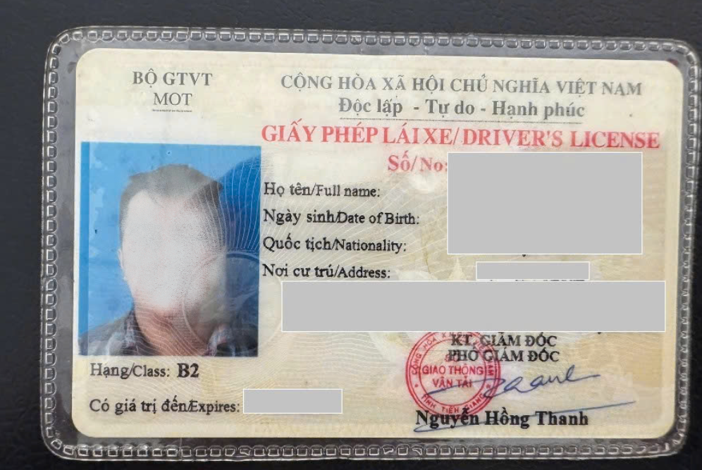 GPLX Mặt trước